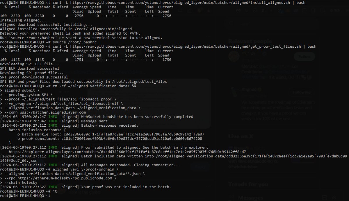 Just submitted a proof via
<a href="/alignedlayer/">Aligned</a>
I am now #aligned ✅

explorer.alignedlayer.com/batches/0xcdd3…