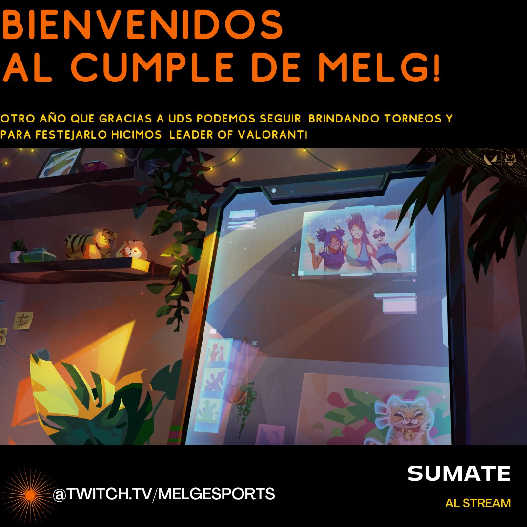 ¡Que los cumplas feliz! ¡Que los cumplas feliz! ¡Que los cuuumplas MELG!  ¡Que los cumplas feliiiz!
Festejemos  Leader in VALORANT y a divertirnos juntos!!!
Mañana empiezan las eliminatorias!

#esports #valorant #torneos #tournament #competencia #playoff  #shooter #melgesports