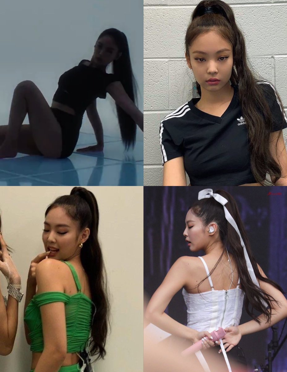 jennie with high ponytail