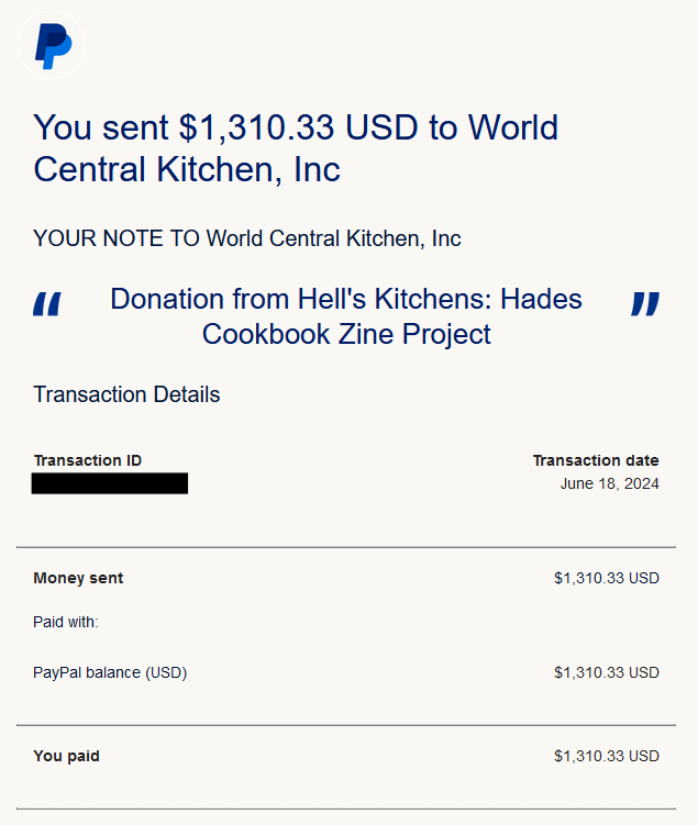 hadescookbook's tweet image. 🌶️ DIGITAL SALE COMPLETE ✨ 

Hail, visitors to the Underworld! Thanks to all your support during this round of digital sales, we&apos;ve managed to raise an additional $1,310 for World Central Kitchen!