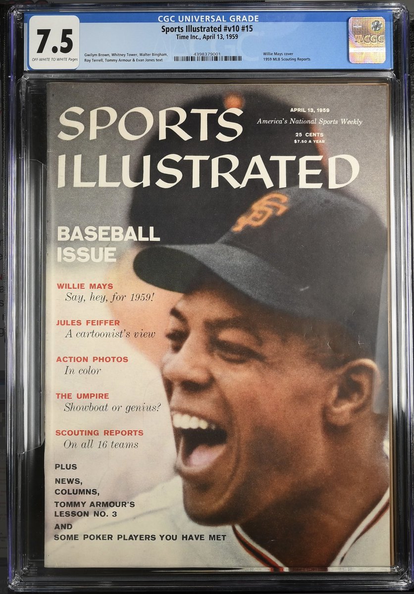 Woody’s Custom Cards (@woodyscards) on Twitter photo The greatest living ballplayer has left us. One of my favorites. Willie Mays, The “Say Hey Kid” Here is his second appearance on the cover of Sports Illustrated in 1959 graded at a 7.5 with none higher. <a href="/CGC_SI/">James</a> <a href="/SportsMags/">Sports Magazines & History</a> #williemays <a href="/SFGiants/">SFGiants</a> <a href="/Mets/">New York Mets</a> <a href="/baseballhall/">National Baseball Hall of Fame and Museum ⚾</a> The greatest living ballplayer has left us. One of my favorites. Willie Mays, The “Say Hey Kid” Here is his second appearance on the cover of Sports Illustrated in 1959 graded at a 7.5 with none higher. <a href="/CGC_SI/">James</a> <a href="/SportsMags/">Sports Magazines & History</a> #williemays <a href="/SFGiants/">SFGiants</a> <a href="/Mets/">New York Mets</a> <a href="/baseballhall/">National Baseball Hall of Fame and Museum ⚾</a>