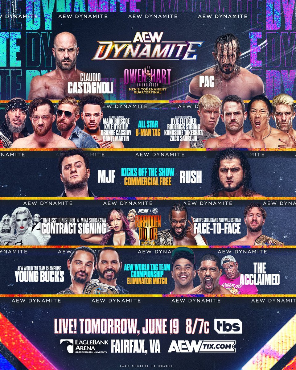 njpwglobal's tweet photo. Tonight on #AEWDynamite, the Road to #ForbiddenDoor continues, including Zack Sabre Jr. in an eight man tag preview of his special singles match with Orange Cassidy, and #G1CLIMAX34 entrant Konosuke Takeshita in action!

8/7c on TBS!
#njpw https://t.co/MPSDJzg4al