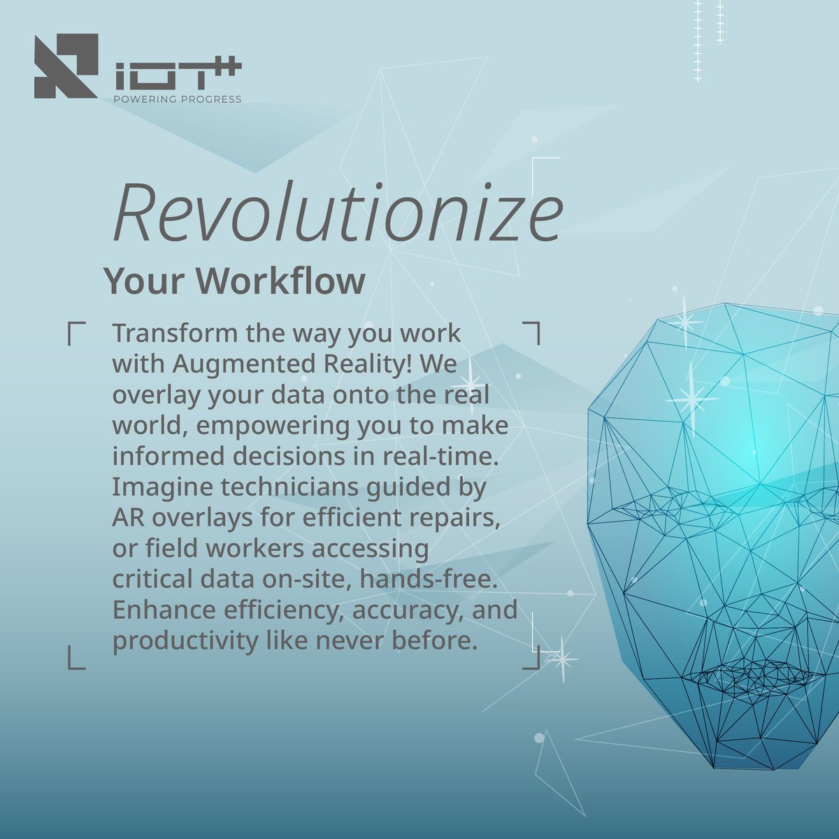 iotplusplus's tweet image. Experience the future where your data meets the real world. From technicians using AR overlays for swift repairs to field workers accessing vital info hands-free, elevate efficiency, precision, and productivity.

See it, believe it, achieve it!