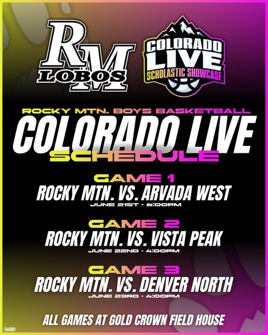 Rocky Mountain High School Basketball (@rmhsbasketball) on Twitter photo Our guys will close out the Summer at this weekendβs showcase in Lakewood. Looking forward to the competition at this event! πΊ π <a href="/ColoradoLive_SS/">COLORADO LIVE Scholastic Showcase</a> Our guys will close out the Summer at this weekendβs showcase in Lakewood. Looking forward to the competition at this event! πΊ π <a href="/ColoradoLive_SS/">COLORADO LIVE Scholastic Showcase</a>