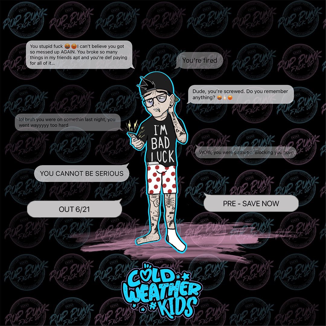 Your new favorite pop punk jam is dropping this Friday! Pre-save it now 🤘🏼 <a href="/cwkband/">Cold Weather Kids</a>