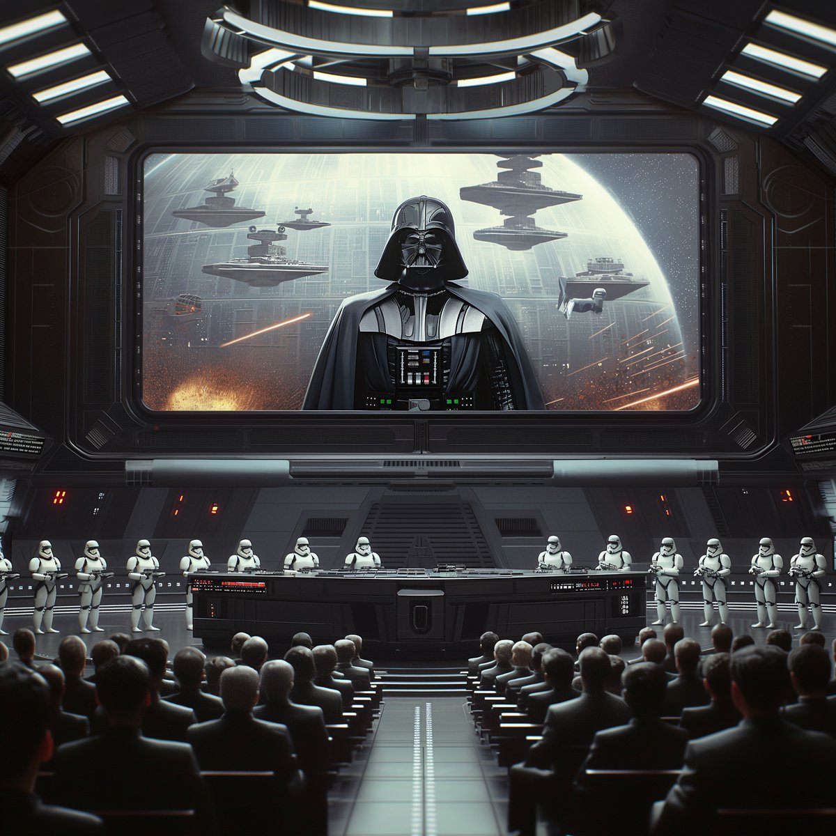 AbrahamBenrubi's tweet photo. "I’m working on a Star Wars script about people living under the Galactic  Empire who sit around happily watching movies about fictional heroes  defeating fictional evil empires while fully trusting their own  government’s propaganda and supporting all its wars." https://t.co/rZS8ONm8LL