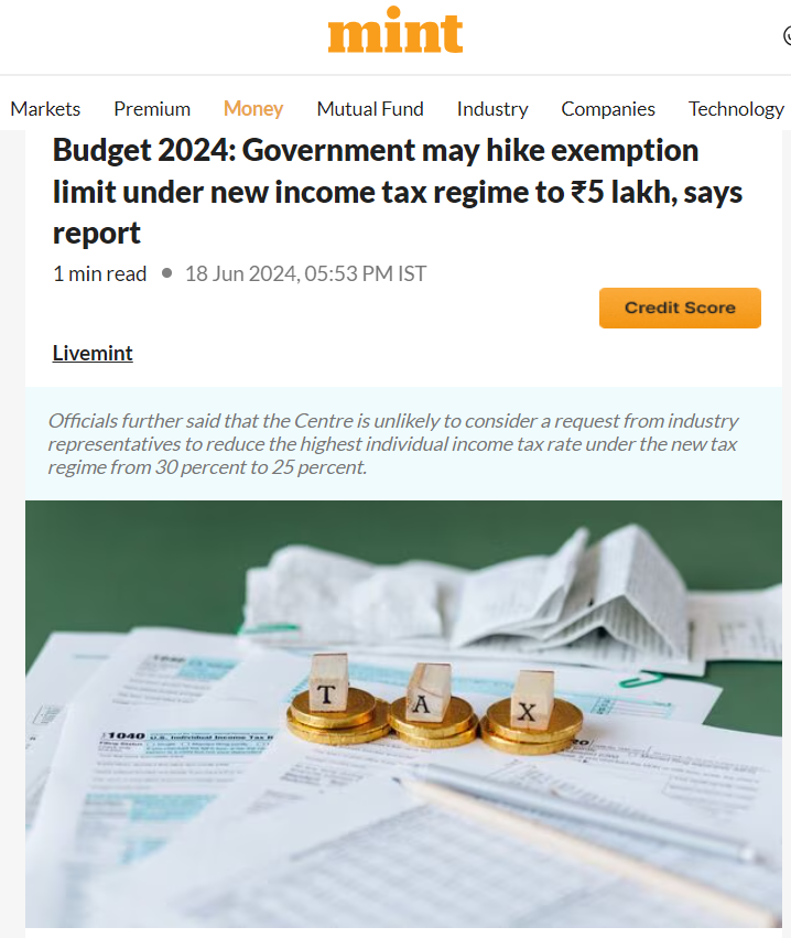 akhilpachori's tweet photo. #Budget_Update
🔹Budget may hike the Basic Exemption Limit for individuals to ₹5 lakh from the present ₹3 lakh (New Regime).
🔹 The government is unlikely to adjust rates under the old tax regime despite requests to raise the threshold for the highest income tax rate of 30% from ₹10 lakh to ₹20 lakh.
🔹 Centre is unlikely to consider a request from industry representatives to reduce the highest individual income tax rate under the new tax regime from 30% to 25%.
https://t.co/cPJvyNZoRv
