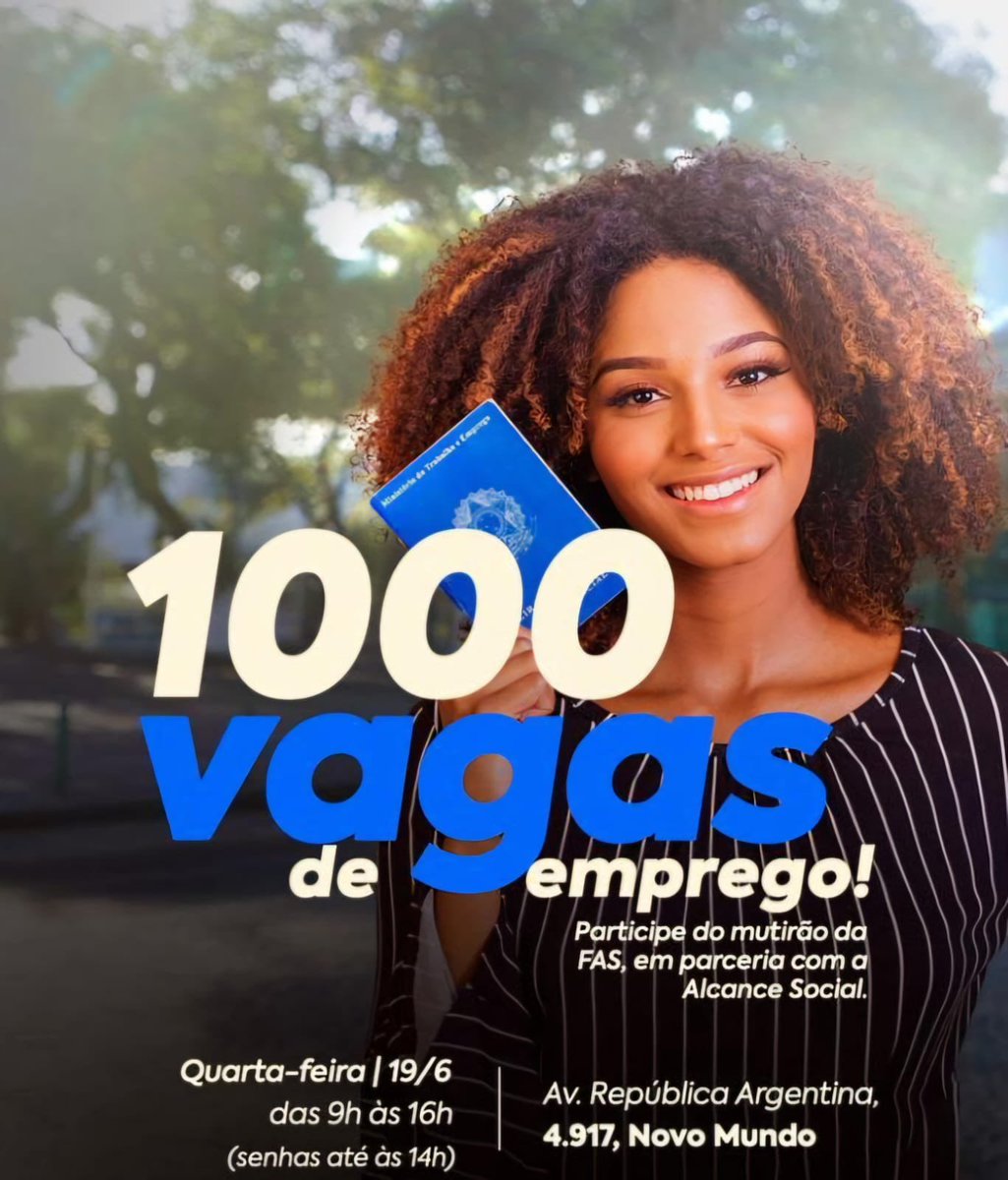 RafaelGreca's tweet photo. #FASTrabalho Amanhã, na avenida República Argentina 4917, na Igreja Alcance, por generoso apoio e iniciativa do amigo Pastor Marciano, a FAS oferta Mutirão de Empregos, promovido por 25 empresas, ofertando 1000 vagas. #CuritibaHumanitária. https://t.co/BQ8MLh5Tlb
