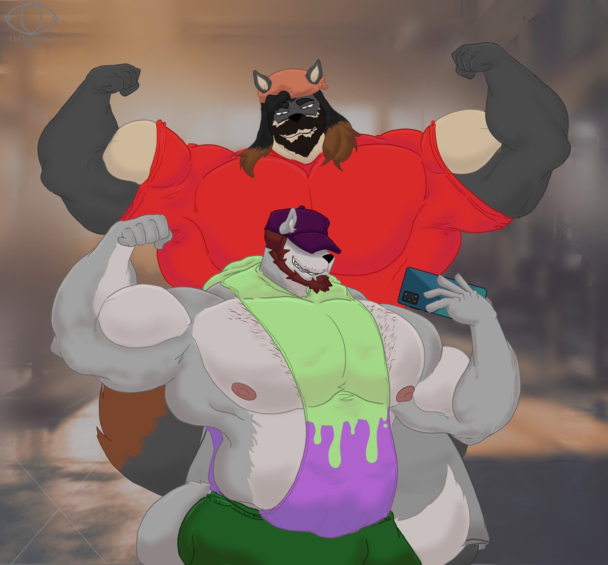 Two Big Gymbros. ft. <a href="/PUN3r_/">PUN3R (OPEN COMMISSIONS)</a>.
These two wolves need to be trained together. Of course they sometimes train on their own, but they both always train :3