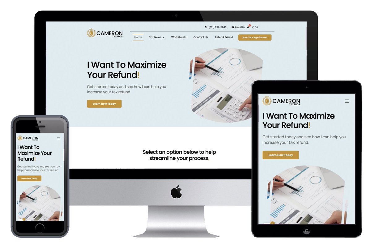 DepecheCodeInc's tweet image. 🚀 A #DepecheCode Client Showcase! Innovation in motion: the dynamic features of Cameron Tax Pros&apos; website. 🌟 Explore the functionality athttps://camerontaxpros.com/ #webdevelopment #websitedevelopment #wordpress #wordpressdevelopment #websitedesign #webdesign
