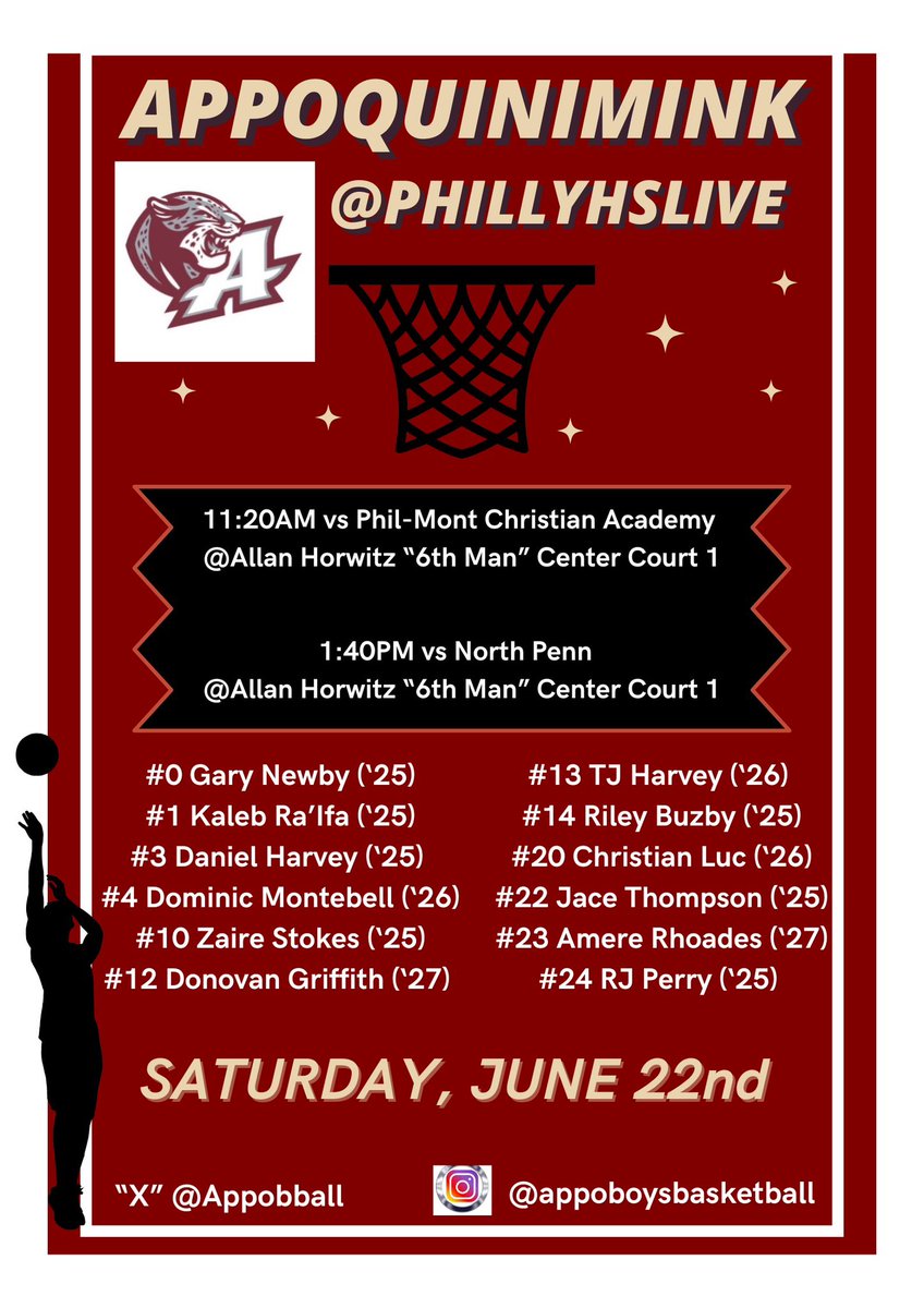 Appobball's tweet photo. Check out the Appo Jaguars this weekend at Philly Live 🏀 @PhillyHSLive @1stStateSports @JonBuzby https://t.co/MgZU984enr