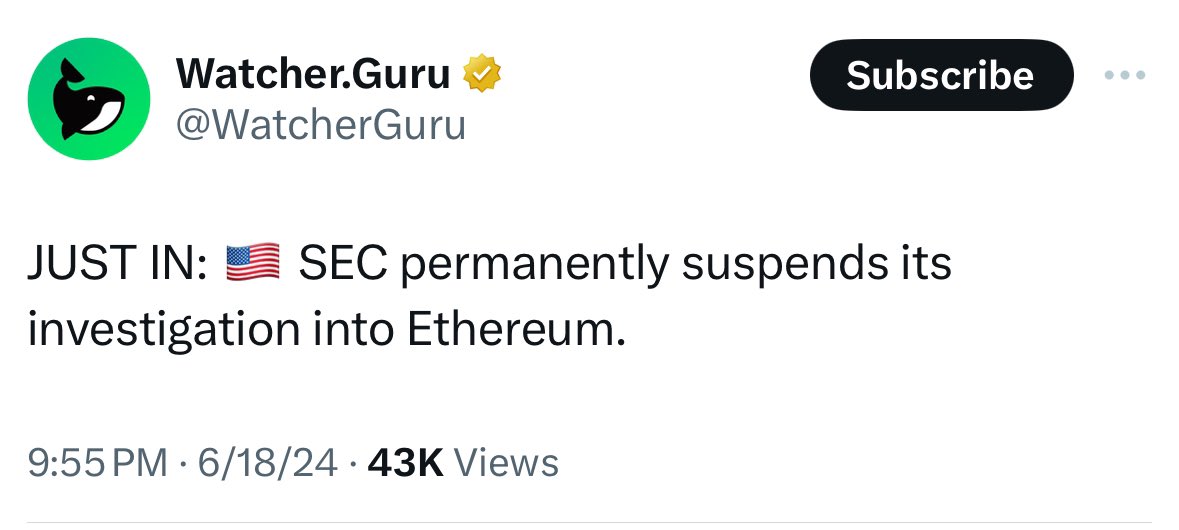 Ethereum beat the SEC!