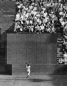 1954, about 450 feet from home plate with his back turned, Willie Mays hauls in a line drive and saves World Series Game 1. Say Hey to the hero who passed today, age 93.