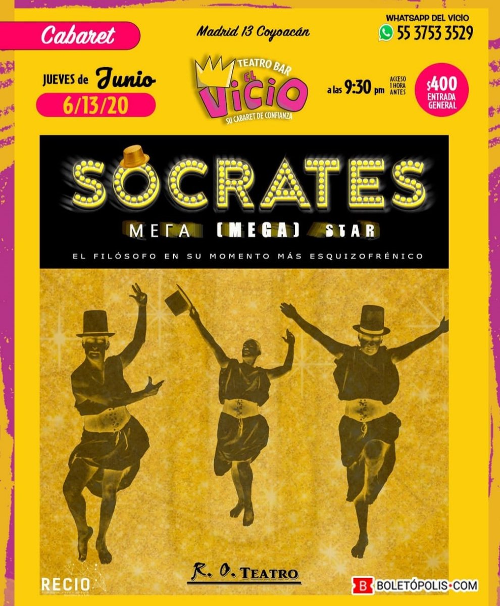 CarteleraCDMX's tweet photo. Tenemos 5 accesos dobles para SÓCRATES MEGA STAR
Jueves 20 de junio, 21:30 hrs
EN @elvicioteatro (Madrid 13. Del Carmen, Coyoacán)

Danos Repostear, tu nombre completo y te apuntamos en la lista. ¡Suerte! https://t.co/CKI9t1xWDO