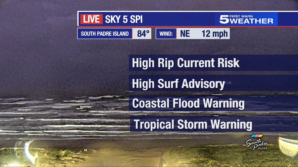 South Padre Island is a beautiful place to watch a storm, but it's not a good time to go in the water. Dangerous rip currents, high surf, large waves and, at times, gusty winds - will be the rule for Wednesday at the beach.  Lots of warnings and advisories in place. #rgv #rgvwx
