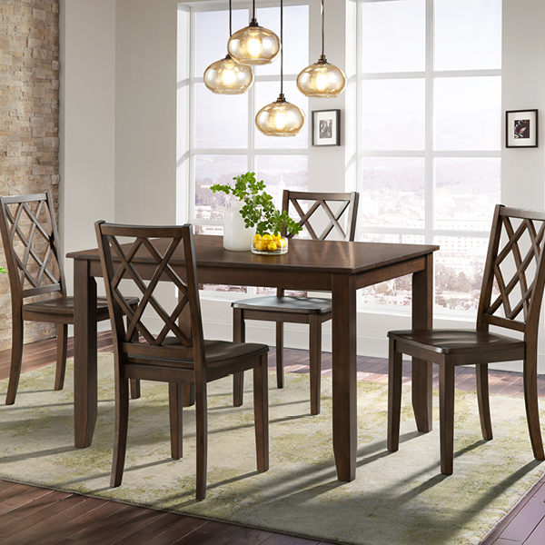conlinsfurn's tweet image. Perfect for smaller spaces, the Harbor 5-piece dining set in rich, medium brown finish complements any dining room or kitchen nook. It's on sale now for just $399. ow.ly/S1n350SbbcP #SmallSpaceLiving #TransitionalDecor #DiningSet