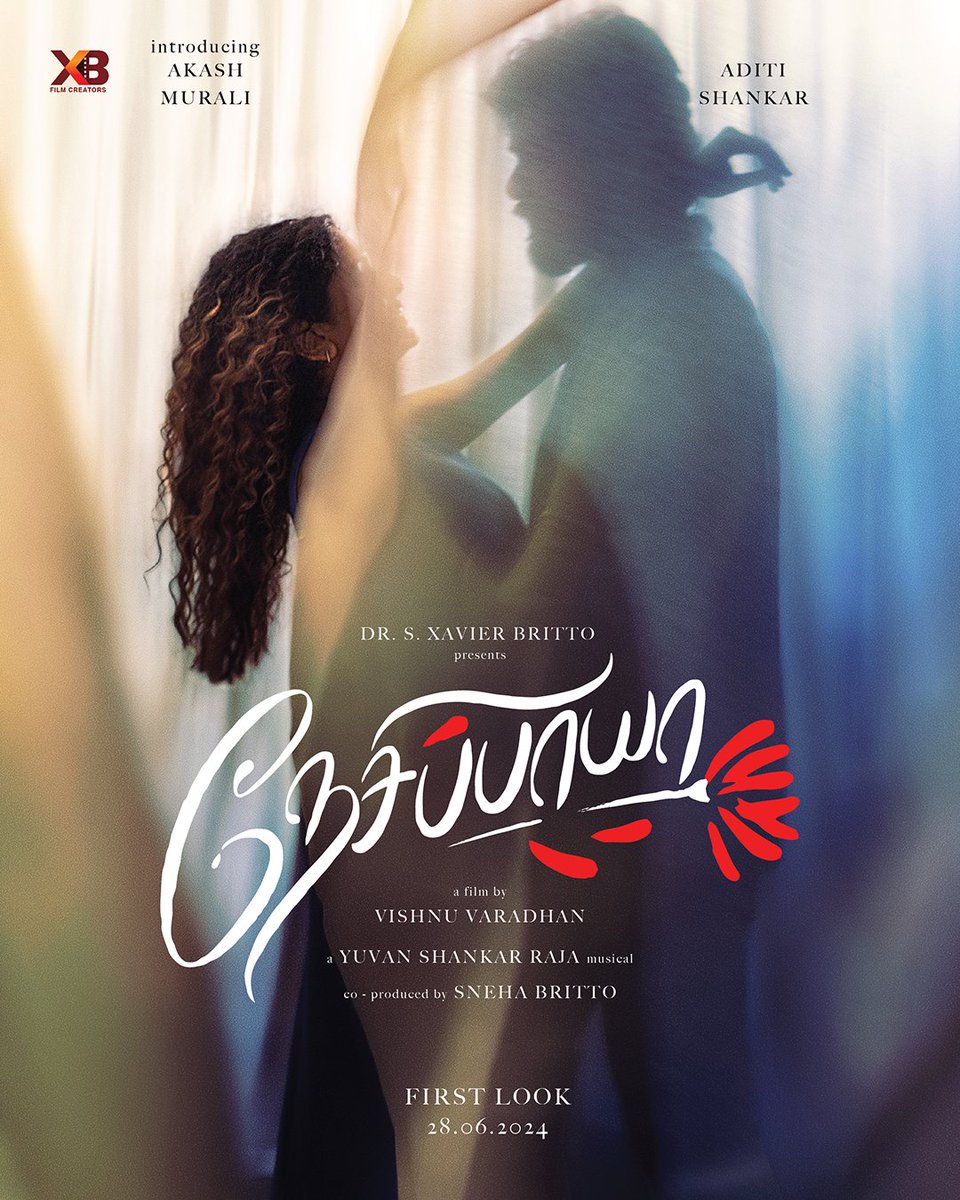 XB Film Creators (@xbfilmcreators) on Twitter photo Beyond miles, a love that stands unshaken.
Prepare to catch the first look of #ArjunDiya - #Nesippaya, this Friday ❤
A <a href="/vishnu_dir/">vishnu varadhan</a> film.
#VV10 <a href="/_akashmurali/">Akash Murali</a> <a href="/AditiShankarofl/">Aditi Shankar</a> <a href="/realsarathkumar/">R Sarath Kumar</a> #PrabhuGanesan <a href="/khushsundar/">KhushbuSundar</a> <a href="/kalkikanmani/">Kalki केकला</a> <a href="/thisisysr/">Raja yuvan</a> #XavierBritto <a href="/SnehaBritto/">Sneha Britto</a> Beyond miles, a love that stands unshaken.
Prepare to catch the first look of #ArjunDiya - #Nesippaya, this Friday ❤
A <a href="/vishnu_dir/">vishnu varadhan</a> film.
#VV10 <a href="/_akashmurali/">Akash Murali</a> <a href="/AditiShankarofl/">Aditi Shankar</a> <a href="/realsarathkumar/">R Sarath Kumar</a> #PrabhuGanesan <a href="/khushsundar/">KhushbuSundar</a> <a href="/kalkikanmani/">Kalki केकला</a> <a href="/thisisysr/">Raja yuvan</a> #XavierBritto <a href="/SnehaBritto/">Sneha Britto</a>