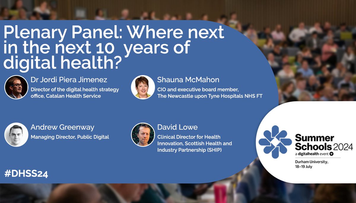 Where next in the next 10 years of digital health?

Join this plenary session at #DHSS24 featuring <a href="/jpieraj/">Jordi Piera i Jiménez</a> <a href="/CHMcMahon/">Shauna McMahon</a> <a href="/ad_greenway/">Andrew Greenway</a> David Lowe <a href="/innoscothealth/">InnoScot Health</a>

Register now: digitalhealthsummerschools.com