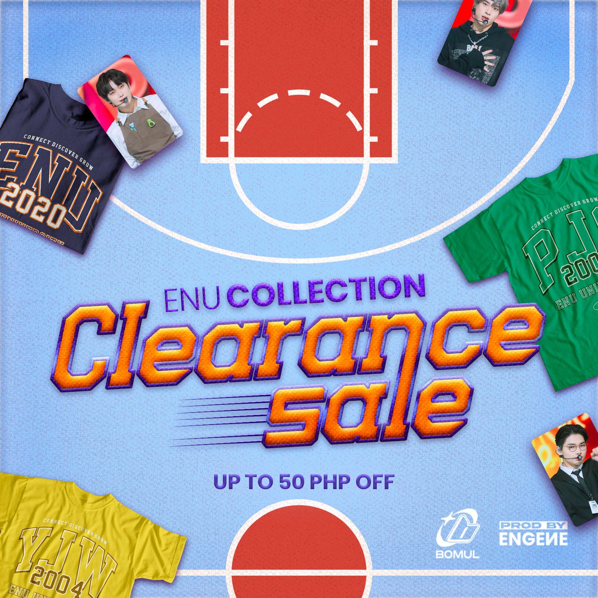 PRODBYENGENE's tweet photo. Gear up as another season with ENU University is about to start! 🏀

Remember last year's ENU Collection with @bomul_mnl? We are back with a bang to deliver you shirts representing your favourite MVPs — now at ONLY 299 PHP 🔥

Fashion, Photocard, Donate. Achieve all three with #WearENYou 😉

GET YOURS HERE:
🔗ENU Member Tees: https://t.co/ZTDmNU8rQn
🔗ENU University Tees: https://t.co/HuXEIYJ4N7

*For every purchase, ₱40 will be donated for ENHYPEN's comeback funds.