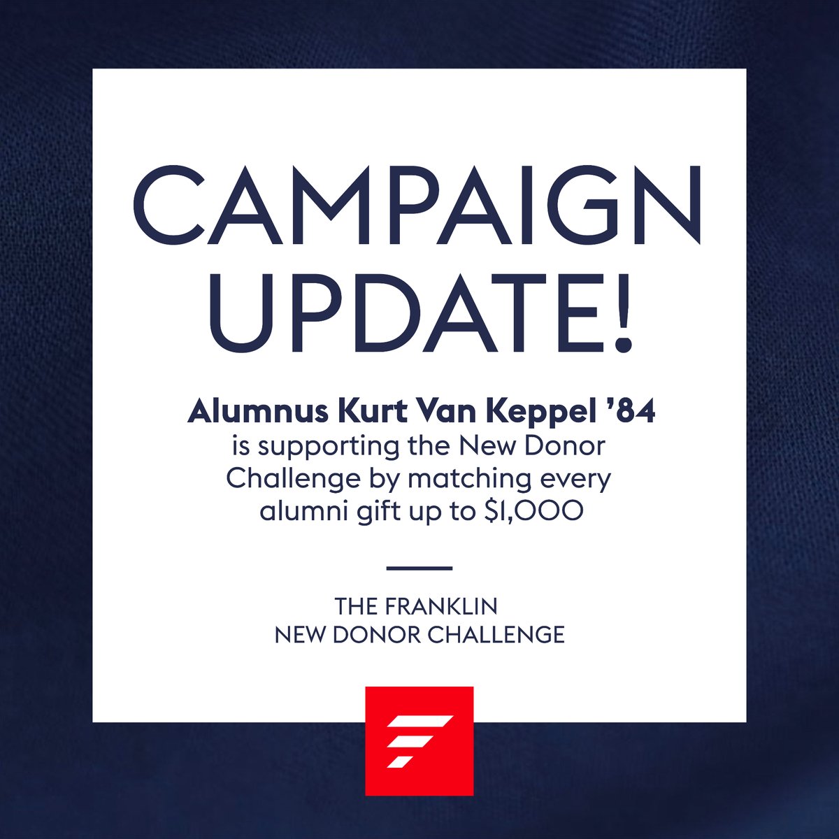 We were delighted to hear from #alumnus Kurt Van Keppel ’84 who was #inspired by the Board of Trustee’s New Donor #Challenge! He has issued a challenge of his own! Kurt will #match every #contribution to this challenge, up to $1,000! 👉 fus.edu/alumni/give/ne…