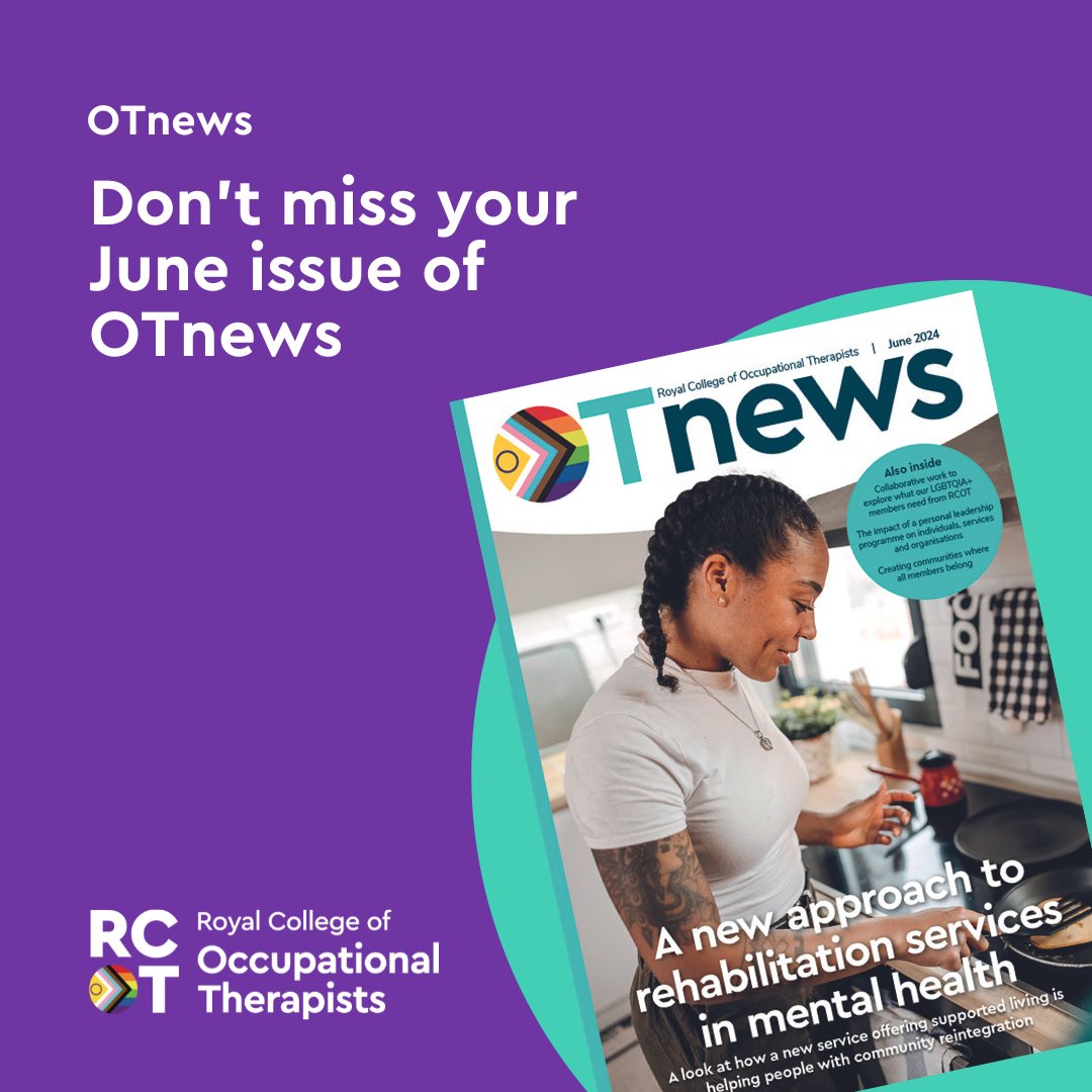 theRCOT's tweet photo. 🌈 Have you read your OTnews June issue yet? 

Celebrate #PrideMonth with RCOT, highlighting LGBTQIA+ members and volunteers. Explore insights on occupational therapy, Volunteers Week impact, governance updates and our Workforce Strategy. 

Find out more: https://t.co/ae9hshRKZj https://t.co/0cHc63Qw7L