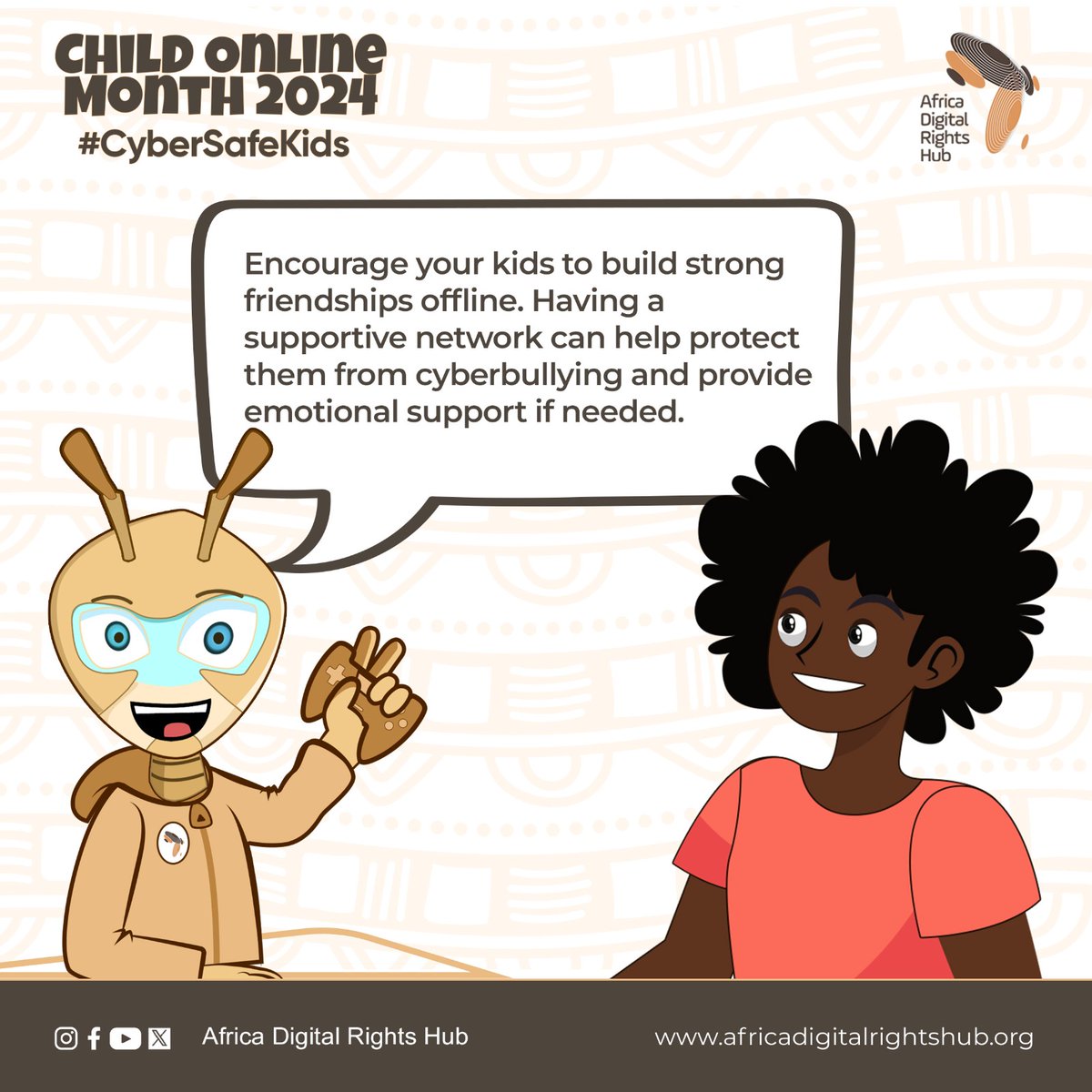 hub_adr's tweet image. Encourage your kids to build strong friendships offline.

Having a supportive network can help protect them from cyberbullying and provide emotional support if needed.

#ADRH #CyberSafeKids #Cyberbullying #Childonline