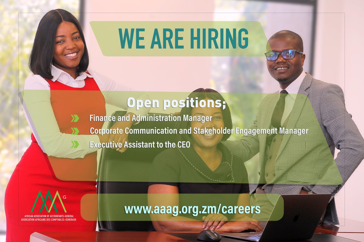 AfricanAGs's tweet photo. Join Our Dynamic Team at AAAG!
The African Association of Accountants General (AAAG) is hiring! Enhance public financial management (PFM) across Africa with us. We value transparency, accountability, and Good Governance.

📷 https://t.co/ZqbWM5AukJ

#AAAG #JobVacancy https://t.co/PyVmmBSgZy