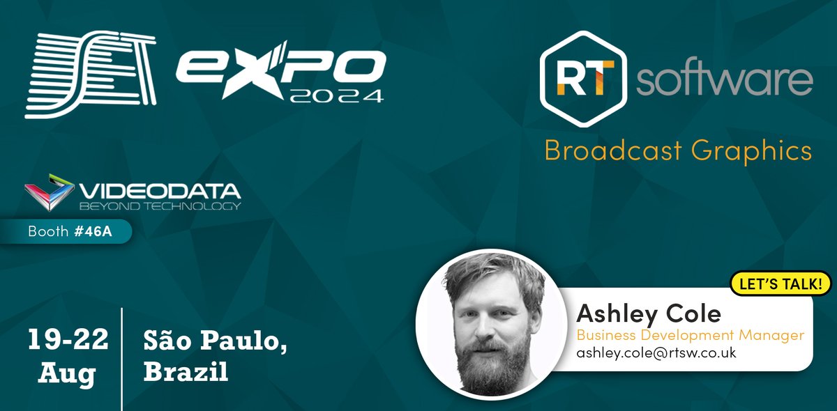 🌟 Join us at the SET Expo in Brazil! 🌟

We are thrilled to announce that our Business Development Manager, Ashley Cole, will be attending SET Expo in Sao Paulo, Brazil from August 19th to 22nd! 🎉🇧🇷

Visit Ashley at the <a href="/videodatabr/">Videodata</a> booth #46A to discover how <a href="/RTSoftware/">RT Software Ltd.</a>'s
