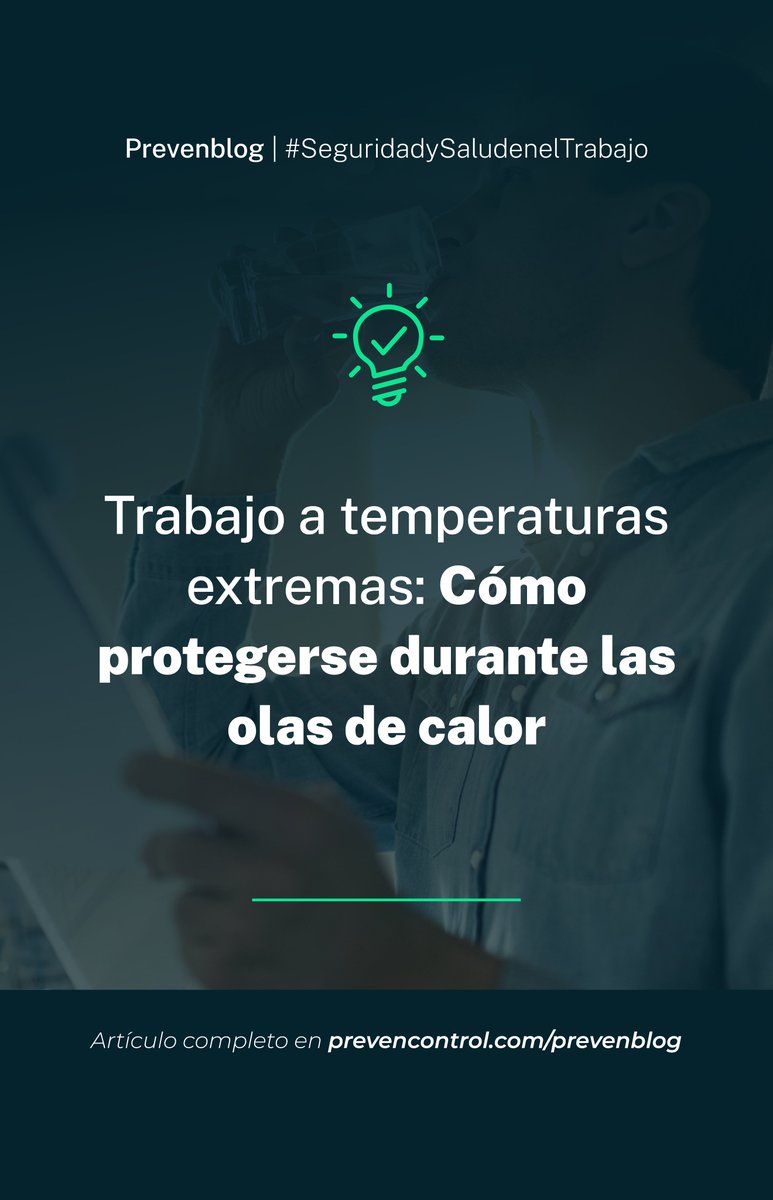 PrevenControl's tweet image. 📝 En el último #PrevenBlog os hablamos sobre cómo nos podemos proteger durante las olas de calor en el trabajo. 

Os dejamos el enlace donde ofrecemos algunos consejos y soluciones para ayudar a vuestra organización a afrontar este escenario.

prevencontrol.com/prevenblog/tra…