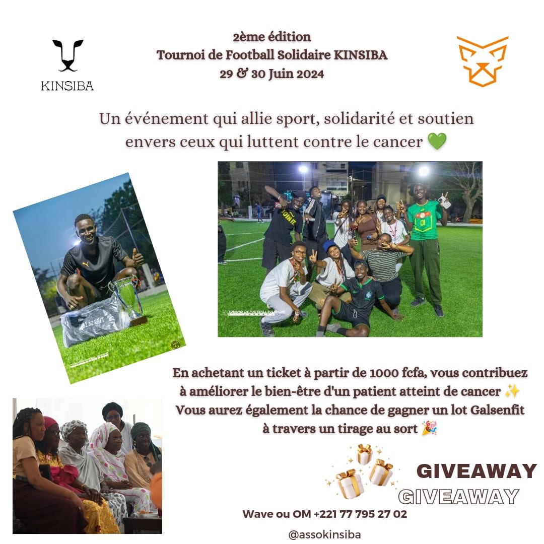 kinsibasso's tweet photo. 📢🌟 Rejoignez-nous pour la deuxième édition du Tournoi de Football Solidaire organisé par l'association Kinsiba en soutien à la lutte contre le cancer ! 💐🌟

Un événement qui allie sport, solidarité et soutien envers ceux qui luttent contre la maladie. 💚 https://t.co/rVFkAngnfY
