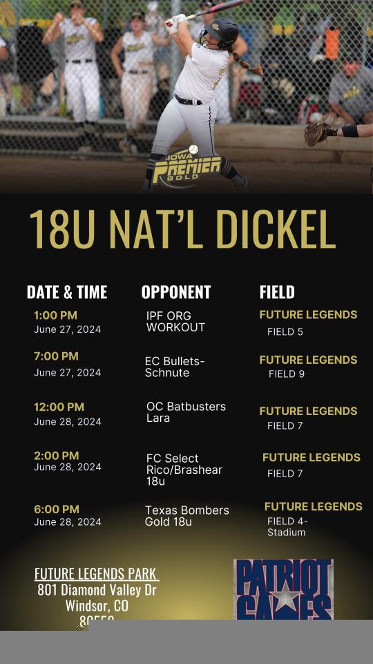 IowaPremierFP's tweet photo. IOWA PREMIER GETS THE PARTY STARTED IN COLORADO THIS WEEK BEGINNING THURSDAY!
@NCAASoftball Coaches! Please click on images below for all our National Teams schedules at PATRIOT GAMES &amp; @TCSFastpitch P5 Tournaments! 👇 #IPFLIFE💛🖤 https://t.co/yFfHZdl4w1