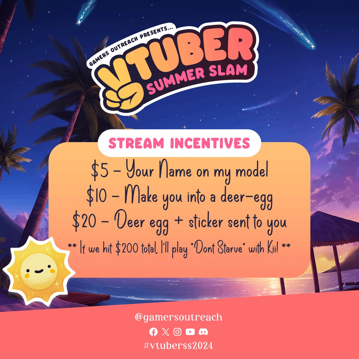 Incentives for today's stream!