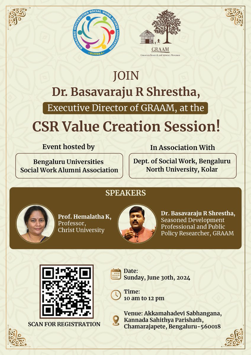 graamresearch's tweet photo. Join Us for an Engaging Session on "CSR as Value Creation"!

📅 Date: Sunday, June 30th, 2024

🕙 Time: 10 am to 12 pm

📍 Venue: Akkamahadevi Sabhangana, Kannada Sahithya Parishath, Chamarajapete, Bengaluru-560018

🔗 Location: https://t.co/gMB7wRPj3p

#CSRValueCreation https://t.co/bwW8uXXBjN