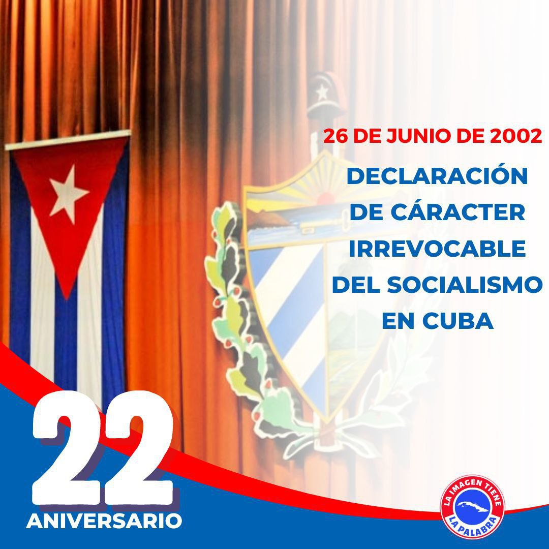 cubacooperaven's tweet photo. Rememoramos hoy la declaración por la Asamblea Nacional del Poder Popular del carácter irrevocable del socialismo, en el 2002, luego de un referendo en el que dieron su apoyo más de ocho millones de personas.Somos y seremos siempre socialistas. https://t.co/dYFHkyM6uV
