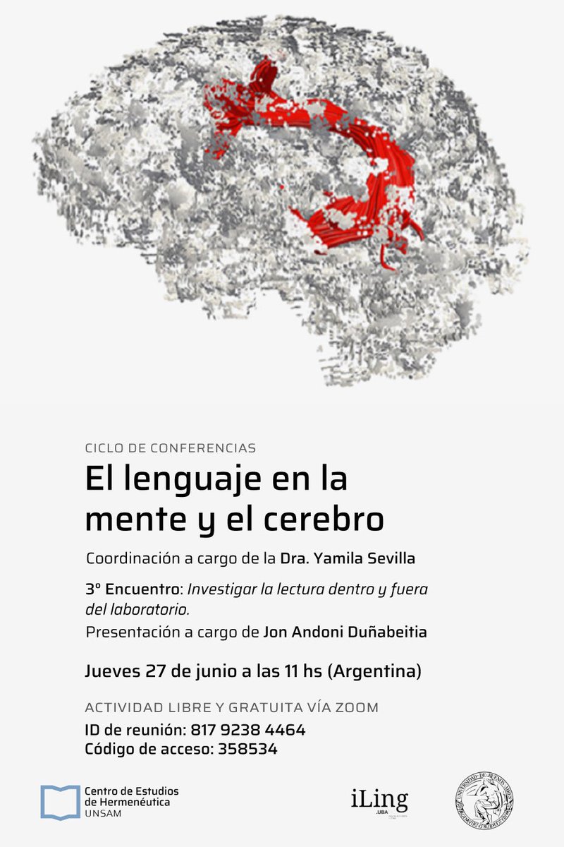 🧠📚Mañana daré una conferencia de acceso gratuito sobre la lectura y su investigación, coordinada por <a href="/brevescomofotos/">Yamila Sevilla</a> para <a href="/unsamoficial/">Universidad Nacional de San Martín</a> <a href="/UBAonline/">UBAonline</a> <a href="/CONICETDialoga/">CONICET Dialoga</a> 

📅 27 de junio
⏰ 11:00🇦🇷 | 16:00🇪🇸
🌐 Evento online gratuito (detalles en la imagen)

<a href="/CINCnebrija/">CINC Nebrija</a> <a href="/Nebrija/">Universidad Nebrija</a>