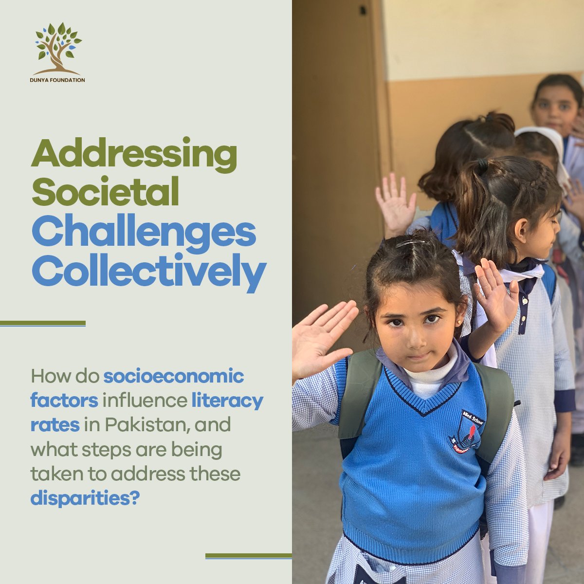 DunyaFoundation's tweet photo. Unlocking Pakistan's Literacy Puzzle: Socioeconomic Impact and Collective Solutions #SocioeconomicDevelopment #EducationForAll #DunyaFoundation https://t.co/dqi9002b4c