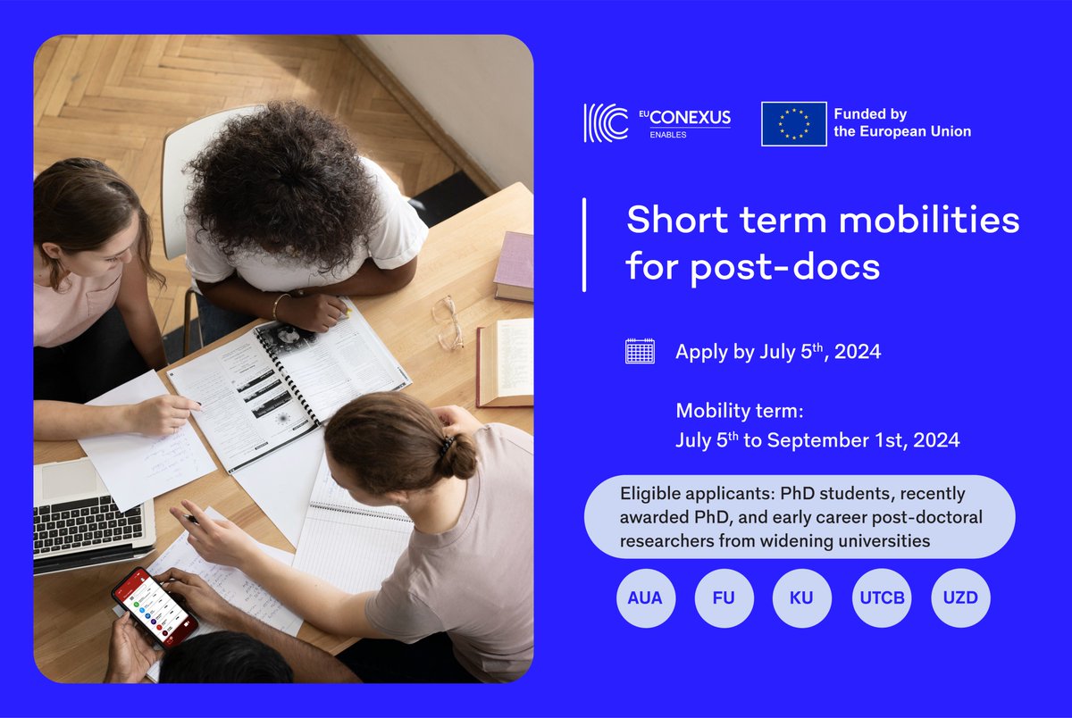 🚀 Short mobility exchange positions for postdoctoral researchers to advance their careers.

❗️ On 4 July we will do a workshop to help applicants &amp; supervisors, feel free to join! 
#EUCONEXUSENABLES