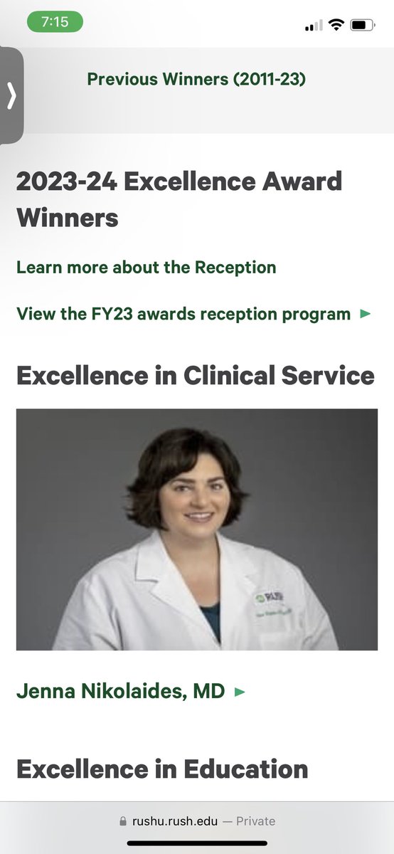 Congrats on the Rush Excellence in Clinic Service award <a href="/jennak06/">Jenna Nikolaides</a>!