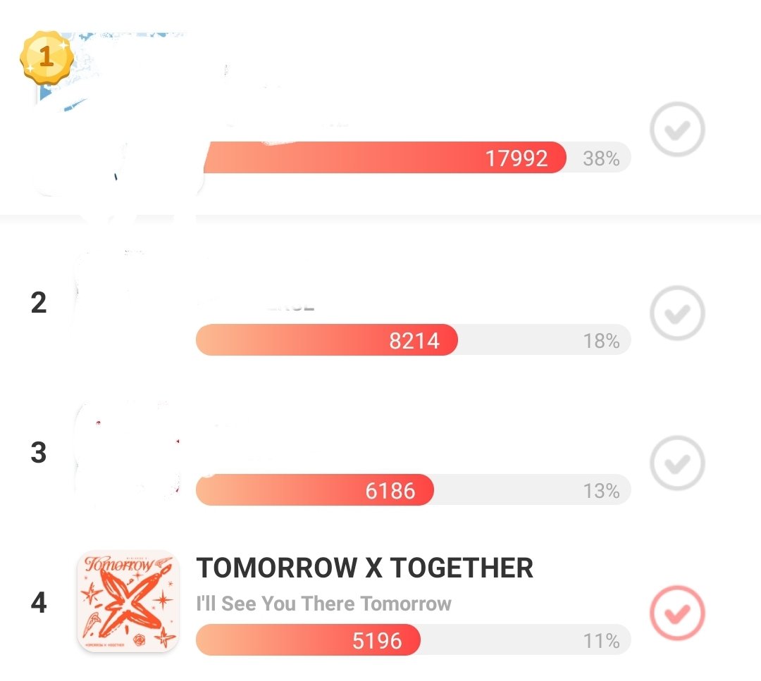 🗳⭐ | 26624 | CH0EÆD0L BEST B-SIDE

MOA! Votemos todos los días por el BEST B-SIDE 
1. Entra a la app
2. Busca "One pick" y entra a la categoría BG 
3. Busca I'll see you there tomorrow y vota
- Termina el 7 de julio 

#TXT #TOMORROW_X_TOGETHER <a href="/TXT_bighit/">TXT OFFICIAL</a> <a href="/TXT_members/">TOMORROW X TOGETHER</a>