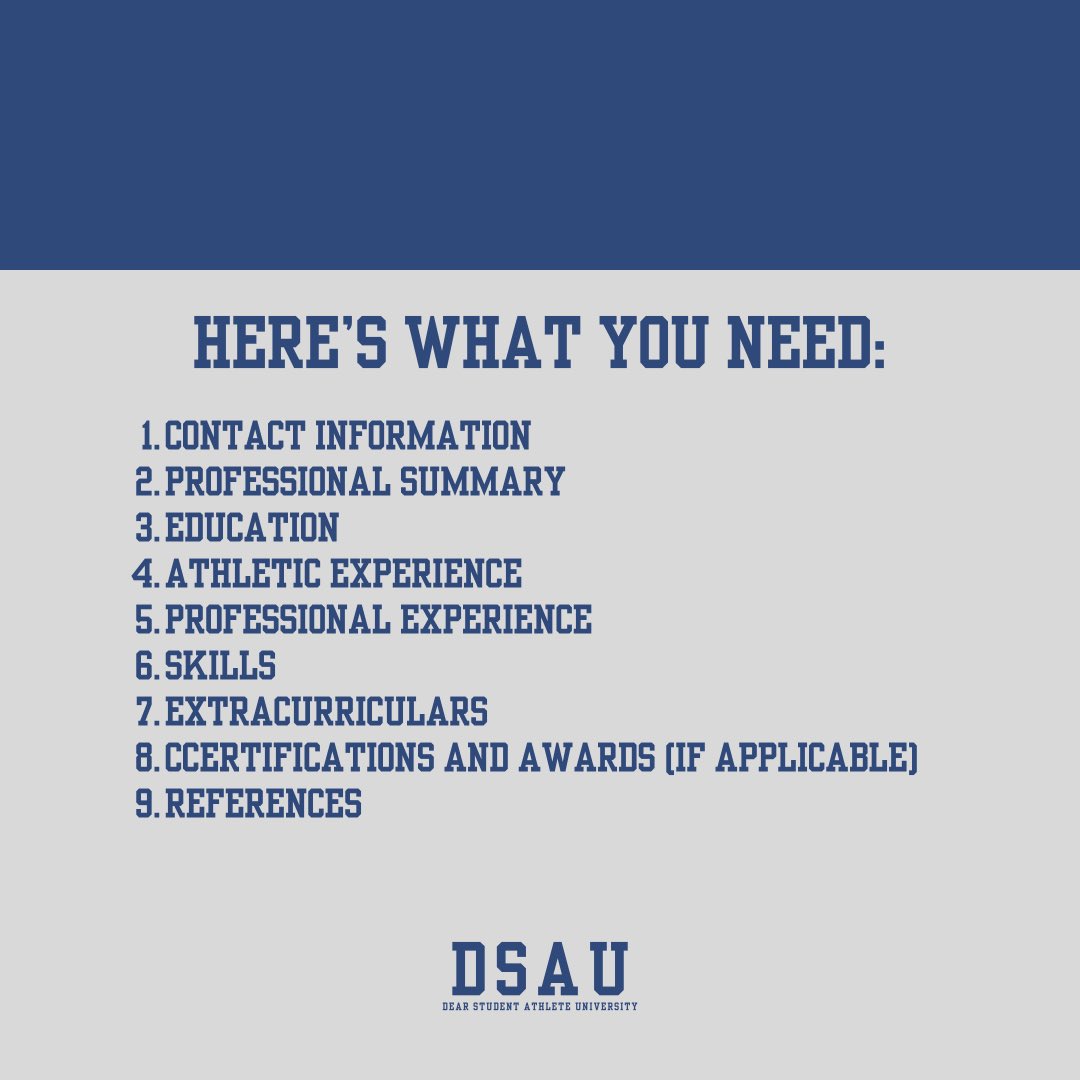 DSAUniversity's tweet photo. The professional experience section on your resume as a former student-athlete is more than necessary because it showcases your practical skills and real-world achievements. 

#DSAU #studentathlete #beyondthejersey #resume #career https://t.co/nIzVSXVTbe