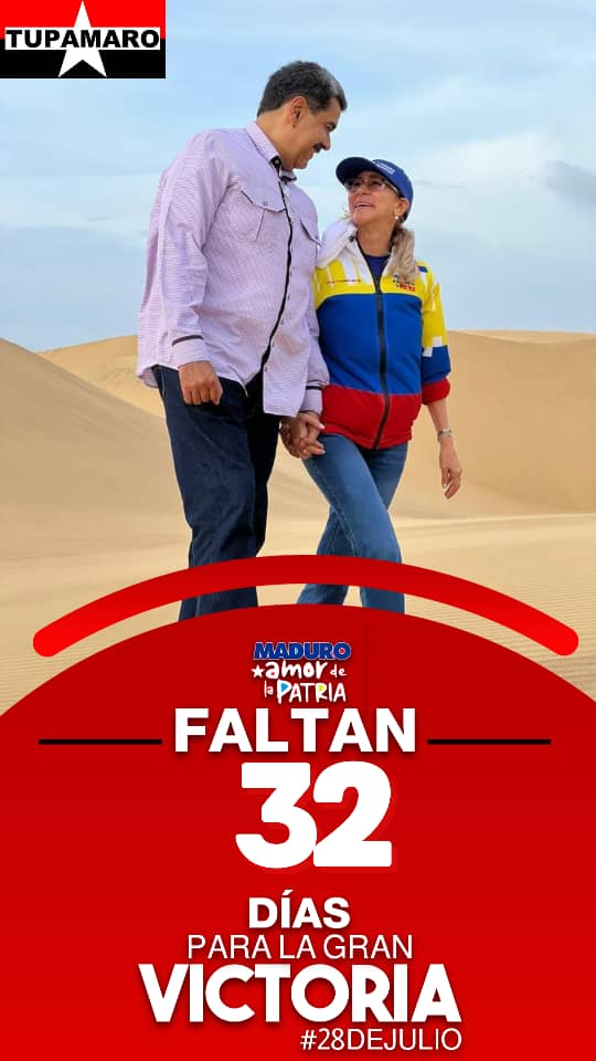 "Unidos por la Patria de Bolívar y Chávez"
"Venezuela somos todos la patria de Bolívar la patria de Chávez la patria que el pueblo construye"

rumbo a la victoria del #28deJulio

#tupamaroconnico
<a href="/NicolasMaduro/">Nicolás Maduro</a>