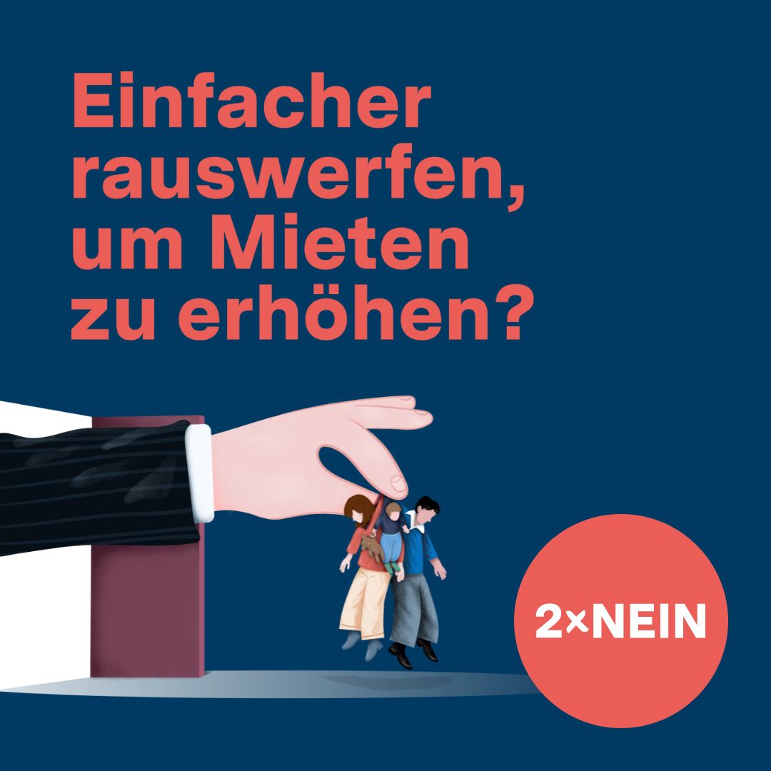 📆📣 Wir werden am 24. November über die beiden vom Mieterinnen- und Mieterverband lancierten Referenden abstimmen.

Einfacher rauswerfen, um Mieten zu erhöhen? Am 24. November heisst es 2x NEIN 🛑
Besuche unsere Website für weitere Informationen 🔗 mietrechts-angriff-nein.ch