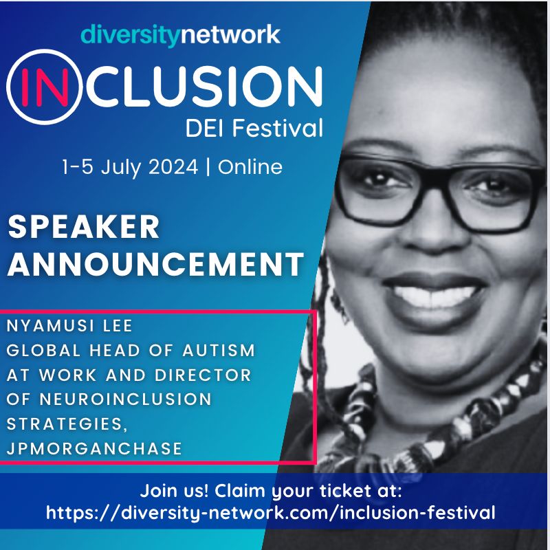 Workific (@workific) on Twitter photo At the digital INCLUSION Festival on Thursday 4 July, join Nyamusi M. Lee, MBA, Global Head of Autism at Work and Director of Neuroinclusion Strategies, <a href="/JPMorganChase/">JPMorgan Chase</a>.
To register for your ticket, see here: buff.ly/3WF0sYl #NeurodiversityAtWork At the digital INCLUSION Festival on Thursday 4 July, join Nyamusi M. Lee, MBA, Global Head of Autism at Work and Director of Neuroinclusion Strategies, <a href="/JPMorganChase/">JPMorgan Chase</a>.
To register for your ticket, see here: buff.ly/3WF0sYl #NeurodiversityAtWork