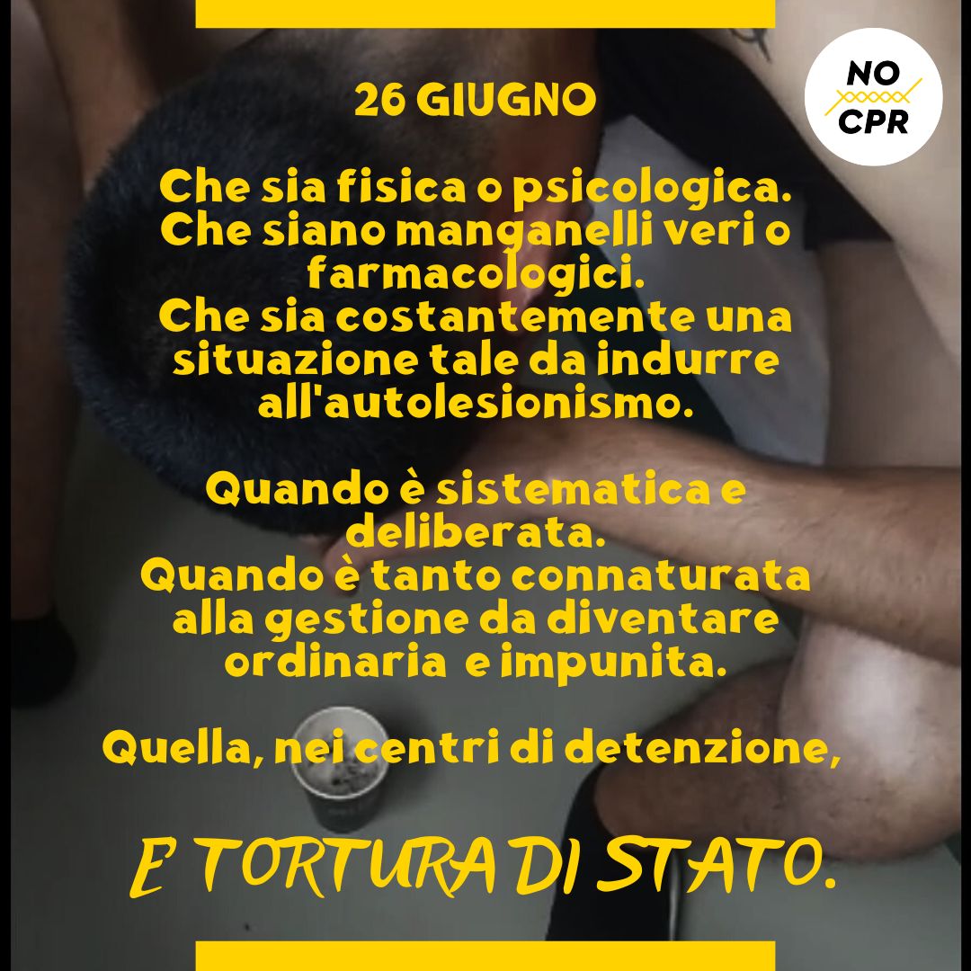 🔴 26 GIUGNO- GIORNATA INTERNAZIONALE CONTRO LA TORTURA