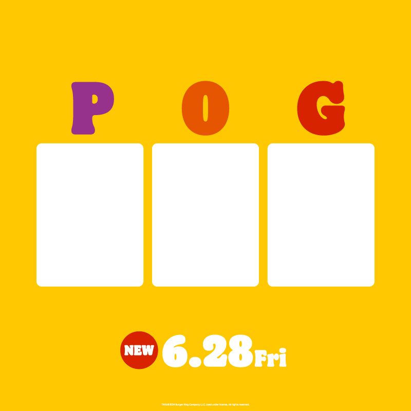 BURGERKINGJAPAN's tweet photo. 6/28(金)新発売のデザート、「POG」とは何でしょう？

ユニークな回答をしてくれた方の中から抽選で3名様に新商品の無料クーポンをプレゼントいたします！

いずれかの画像に回答を記入して頂き、引用リポスト、または本投稿にリプライでお答えください！
＃バーガーキング https://t.co/8xDONFwIID