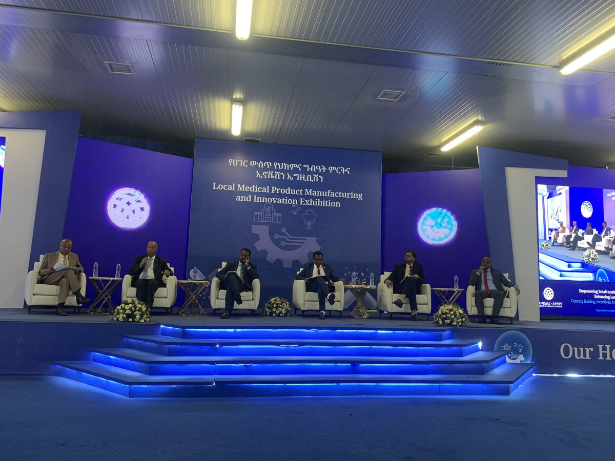 AmhaKebede's tweet photo. Panel discussion taking place :  Empowering Small scale Manufacturing &amp; Enhancing Local inputs”.  There more than 120 manufacturers. The regulatory agency ensures their safety, efficacy &amp; quality  with its low risk directives. This includes the premise, equipment &amp; professionals. https://t.co/Mvm5JbBHTy