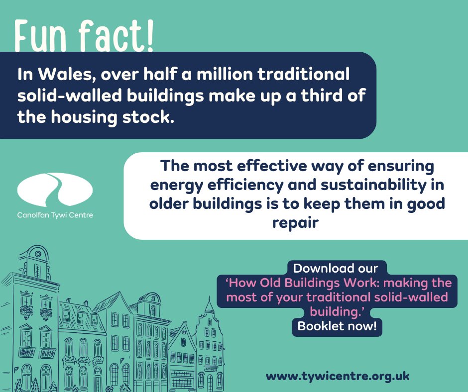 Did you know? We have a wealth of advice and guidance on our website to help you care for your older property. 

Download our ‘How Old Buildings Work: making the most of your traditional solid-walled building' booklet now! Visit our website. #TraditionalBuildings #TywiCentre