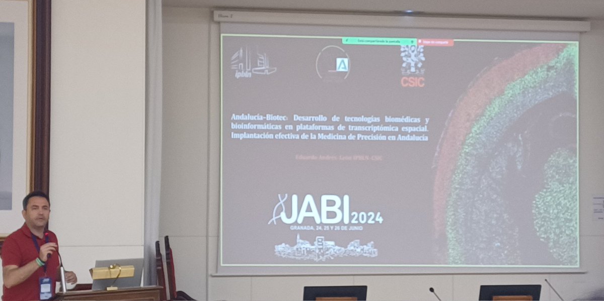 📝 Fabulosa presentación del #PlanComplementario y de #AndaluciaBiotecSalud en las #JABI celebradas ayer y hoy en Granada. 
<a href="/eandresleon/">Eduardo Andrés-León</a> ha explicado los objetivos y tecnologia de vanguardia que engloban los proyectos. 

#PERTESalud
#PlanesComplementarios
#BAS