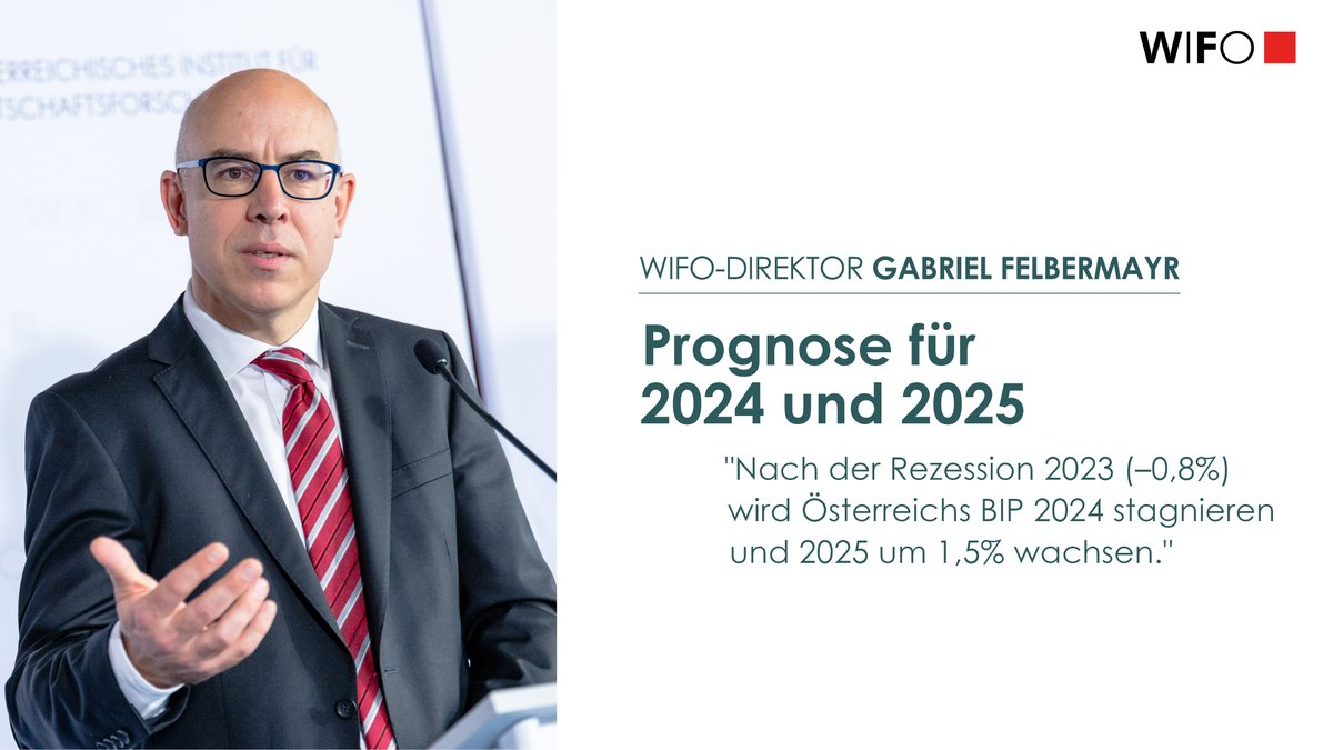 WIFO (@wifoat) on Twitter photo #BreakingNews: "Der Aufschwung lässt weiter auf sich warten. Im Jahr 2024 dürfte die österreichische Volkswirtschaft stagnieren. Grund dafür ist eine hohe Verunsicherung, obwohl die Reallöhne deutlich steigen." 1/10 <a href="/GFelbermayr/">Gabriel Felbermayr</a> ow.ly/42em50SoaSj #BreakingNews: "Der Aufschwung lässt weiter auf sich warten. Im Jahr 2024 dürfte die österreichische Volkswirtschaft stagnieren. Grund dafür ist eine hohe Verunsicherung, obwohl die Reallöhne deutlich steigen." 1/10 <a href="/GFelbermayr/">Gabriel Felbermayr</a> ow.ly/42em50SoaSj