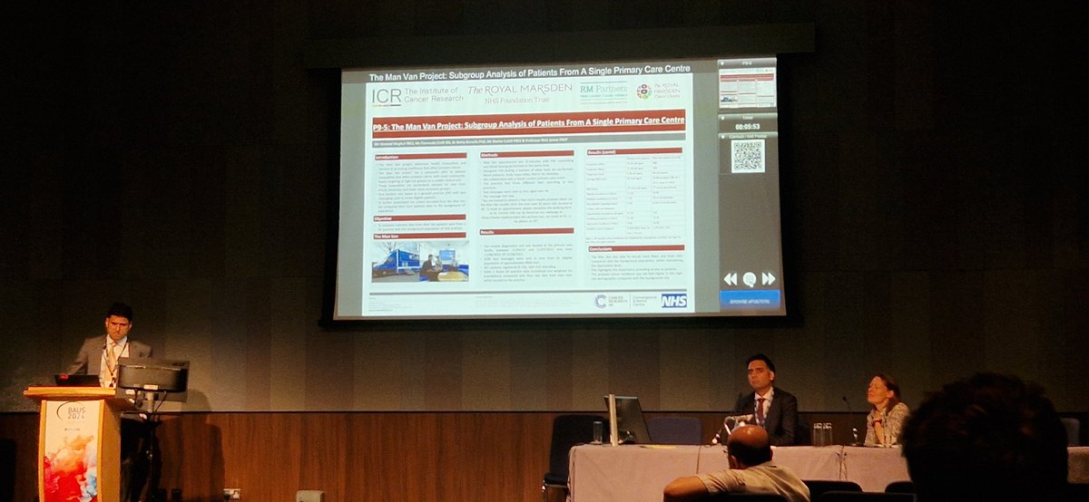 LambAlastair's tweet photo. Enjoyed @MMoghal talk @BAUSurology #BAUS2024 on #ManVan project.
Exciting alternative approach to #OpportunisticScreening & #CaseFinding
Big question is what to do with the pick-ups....
@Prof_Nick_James @ICR_London @royalmarsdenNHS @royalmarsden https://t.co/DLkbk1EYDE
